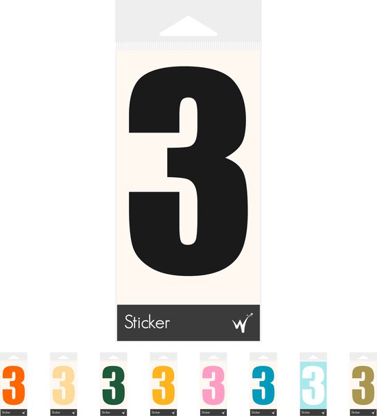 Container Sticker Huisnummer - Cijfer 3 Cijfersticker - Kliko Sticker - Deursticker - Weerbestendig - 10 x 5,5 cm - Zwart