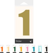 Cijfer 1 Cijfersticker Dikgedrukt - Deursticker - Kliko Sticker - Huisnummer - 10 x 4 cm - Goud