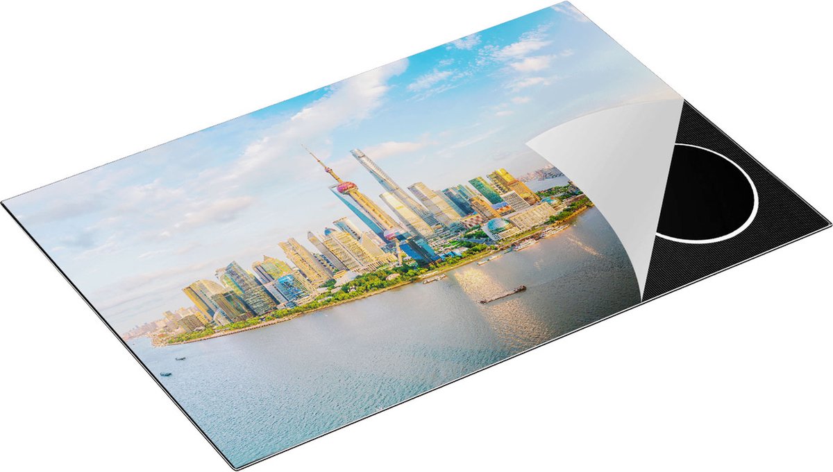 Chefcare Inductie Beschermer Skyline Shanghai Stad in China - 80,2x52,2 cm - Afdekplaat Inductie - Kookplaat Beschermer - Inductie Mat
