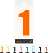 Container Sticker Huisnummer - Cijfer 1 Cijfersticker - Kliko Sticker - Deursticker - Weerbestendig - 10 x 4 cm - Oranje
