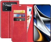 Xiaomi Poco X4 Pro Bookcase hoesje - Just in Case - Effen Rood - Kunstleer