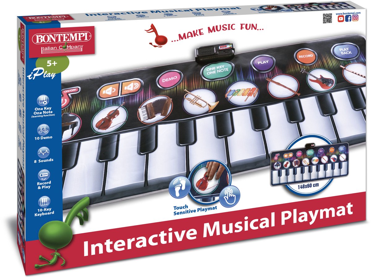 Bontempi Spa Bontempi muzikale speelmat junior 148 x 60 cm zwart/wit