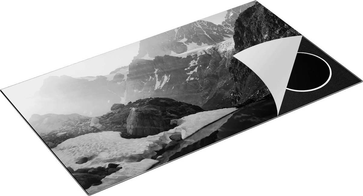 Chefcare Inductie Beschermer Landschap berg meer - Zwart Wit - 95x50 cm - Afdekplaat Inductie - Kookplaat Beschermer - Inductie Mat