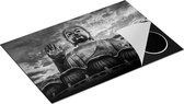 Chefcare Inductie Beschermer Boeddha Beeld bij een Tempel - Zwart Wit - 81,6x52,7 cm - Afdekplaat Inductie - Kookplaat Beschermer - Inductie Mat
