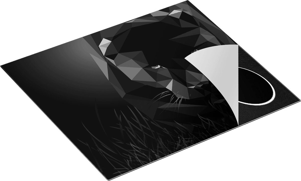 Chefcare Inductie Beschermer Zwarte Panter van Origami - Abstract - Zwart Wit - 59x51 cm - Afdekplaat Inductie - Kookplaat Beschermer - Inductie Mat