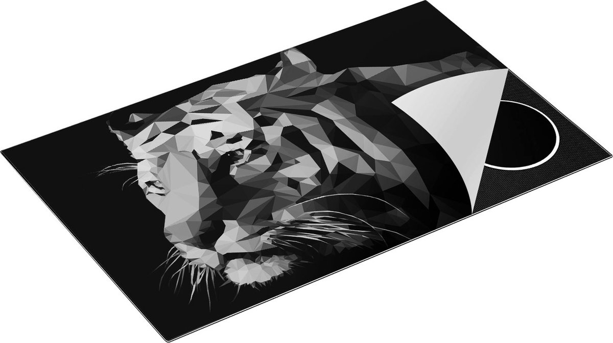 Chefcare Inductie Beschermer Tijger Illustratie van Origami - Abstract - Zwart Wit - 85x52 cm - Afdekplaat Inductie - Kookplaat Beschermer - Inductie Mat