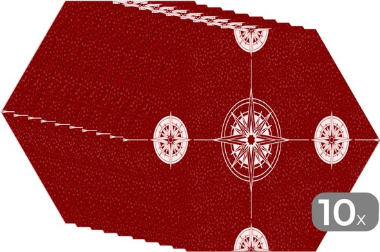 Napperons de table hexagon - Sets de table Sets de table - Set de table hexagone - Boussole - Voyages - Motifs - 10 pièces