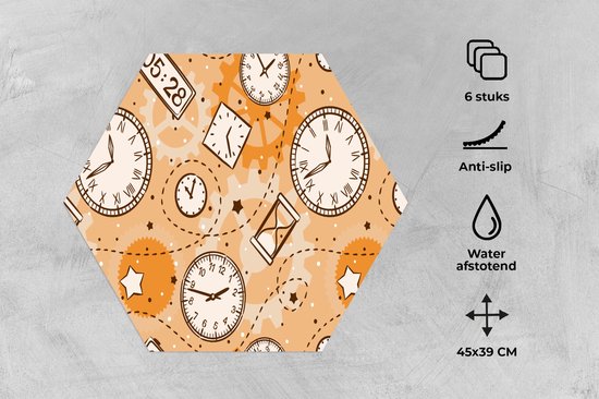 Napperons hexagon - Sets de table - Set de table hexagone - Motifs - Klok - Sablier - 6 pièces