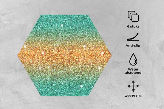 Napperons de table hexagon - Sets de table sets de table - Set de table hexagone - Scorpion - Ombre - Pierres précieuses - Motifs - 6 pièces