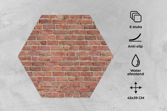 Napperons hexagon - Sets de table sets de table - Set de table hexagone - Brique - Mur - Motifs - 6 pièces