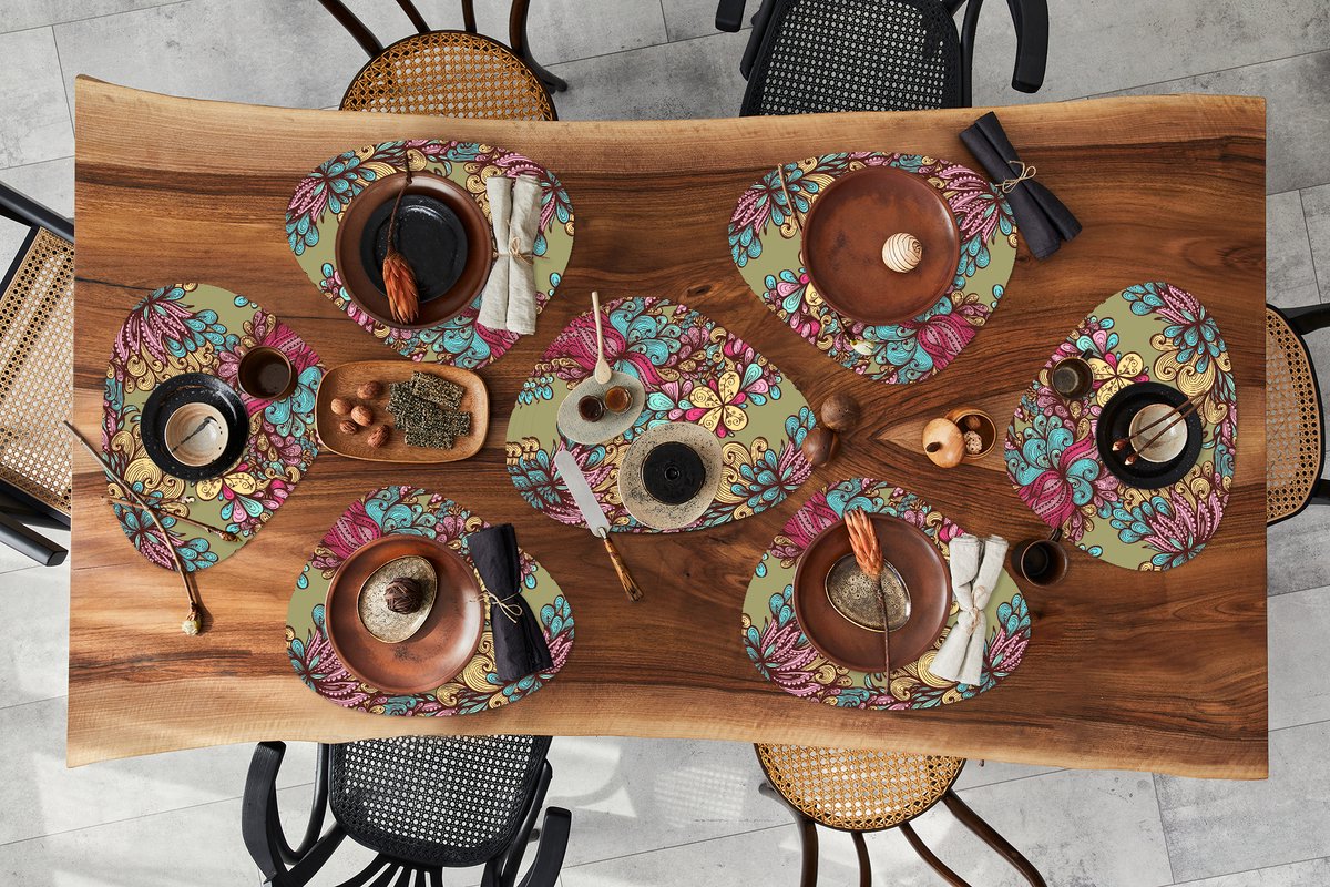 Placemat organisch - Placemats organic - Onderleggers - Patroon - Bladeren - Abstract - 10 stuks