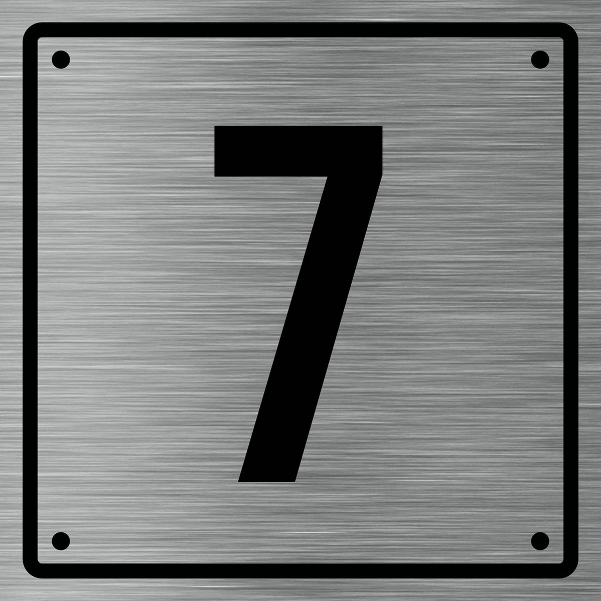 Huisnummerbord 7 - Incl. Schroeven en Pluggen – Acrylaat - 10 x 10 cm - RVS met Zwart