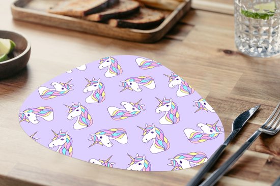 Set de table bio - Napperons de table bio - Sets de table - Licorne - Pastel - Motifs - 6 pièces