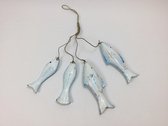 Guirlande Vissen tros lichtblauw/wit H 50 cm