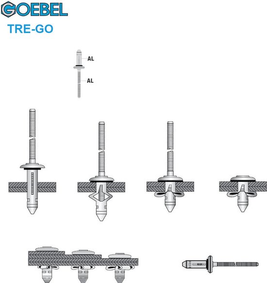 GOEBEL® - 250 x Rivets aveugles 4,8 x 30 mm - Aluminium AlMG 5, 0