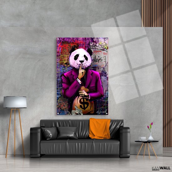 Luxe Plexiglas Schilderij Panda Thief | 40x60 | Woonkamer | Slaapkamer | Kantoor | Muziek | Design | Art | Modern | ** 5MM DIK**
