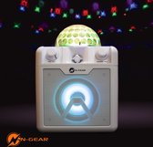 N-GEAR Disco Block 410 - Karaoke Set - Draadloze Bluetooth Party Speaker - 2 Microfoons - Verlichting - Wit