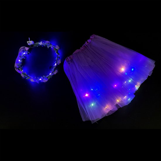 Mini Set jupe/tutu et diadème LED - Violet