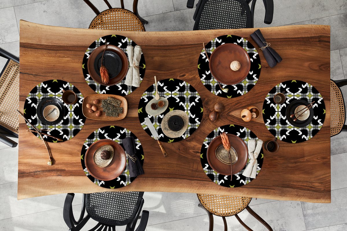 Ronde placemats - Onderlegger - Placemats rond - Glas in lood - Abstract - Patronen - 8 stuks