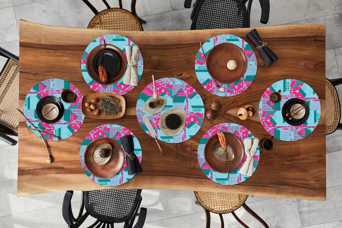 Ronde placemats - Onderlegger - Placemats rond - Patronen - Abstract - Huis - 10 stuks