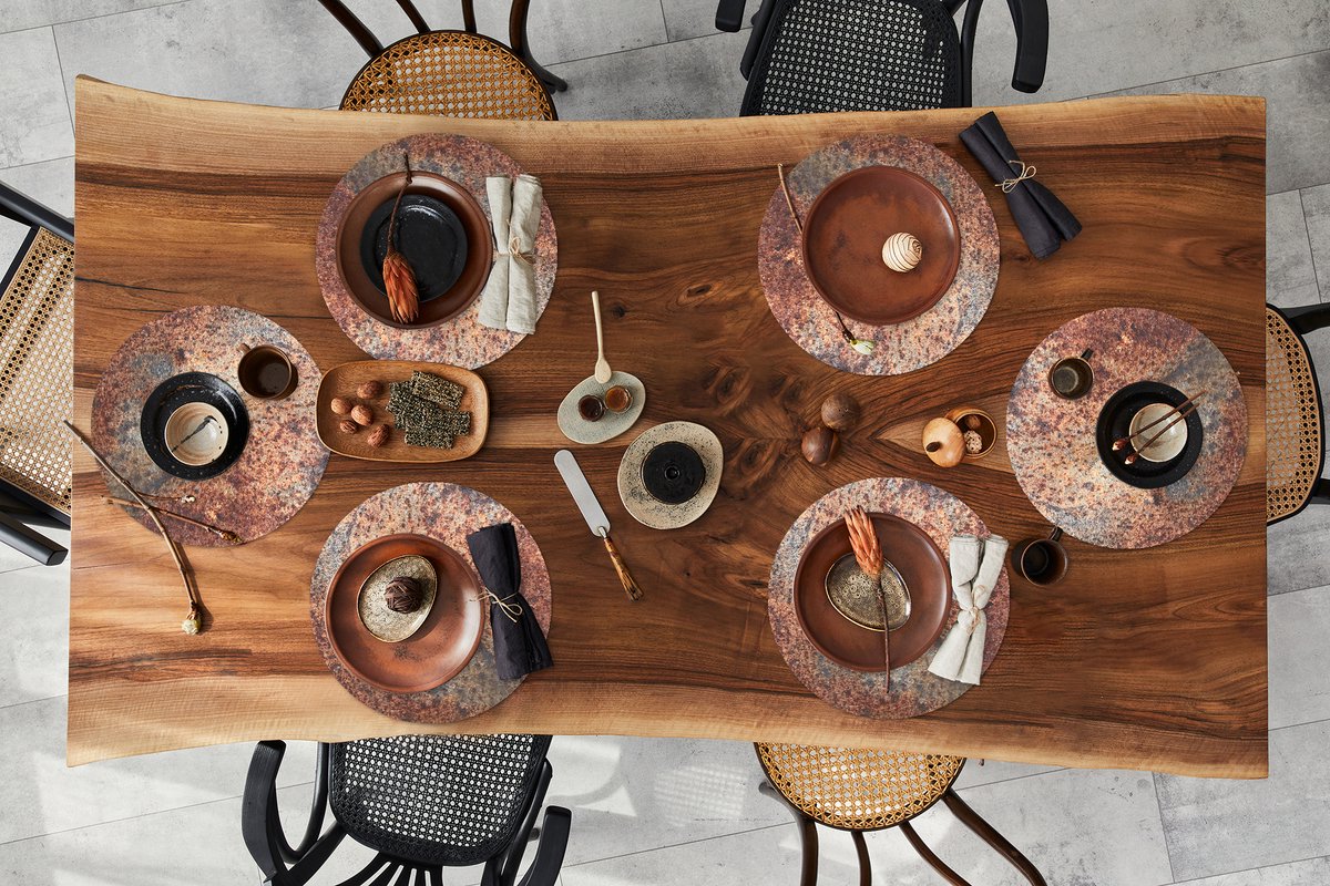 Ronde placemats - Onderlegger - Placemats rond - Plaat - IJzer - Roest print - 6 stuks