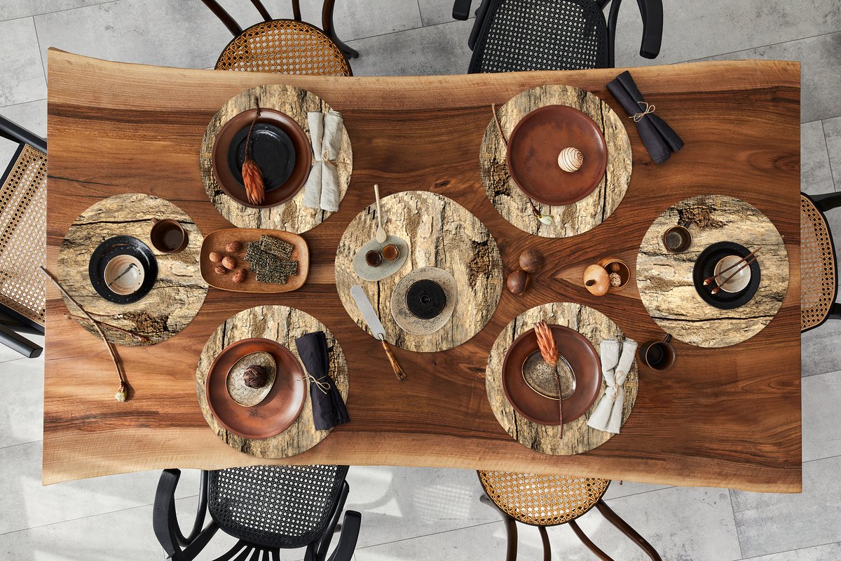 Ronde placemats - Onderlegger - Placemats rond - Boomschors - Hout - Design - Vintage - 10 stuks