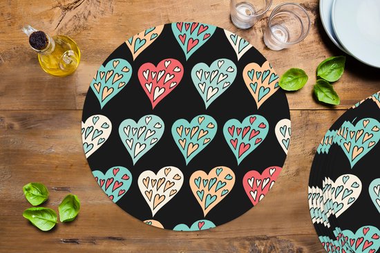 Sets de table ronds - Dessous de verre - Napperons ronds - Filles - Coeur - Hartjes - Motifs - Fille - Kids - Enfants - Meiden - 10 pièces