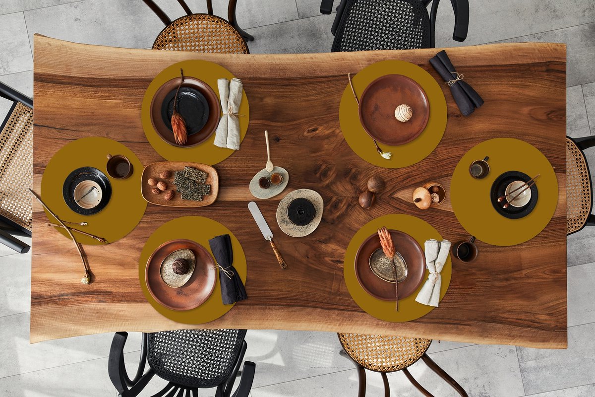 Ronde placemats - Onderlegger - Placemats rond - Goud - Luxe - Interieur - 6 stuks