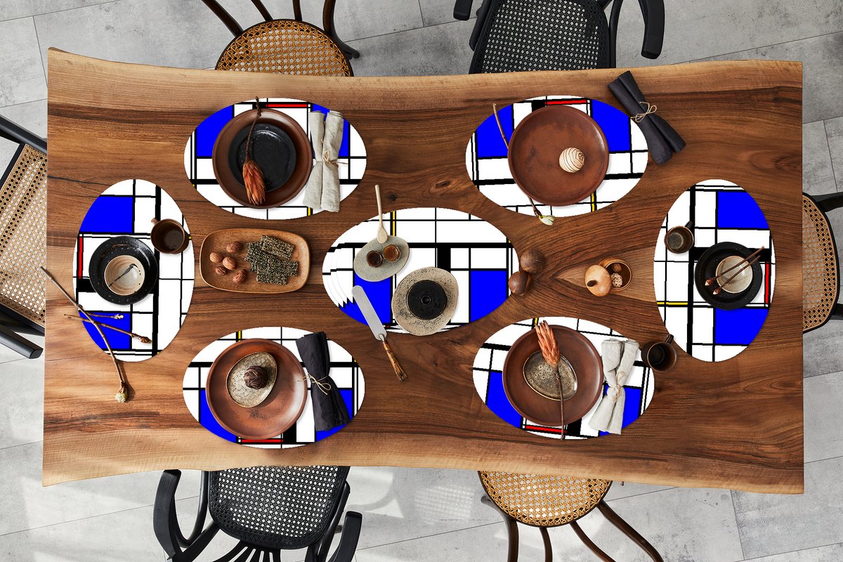 Placemats ovaal - Onderleggers - Ovale placemats - Patronen - Kunst - Abstract - 10 stuks