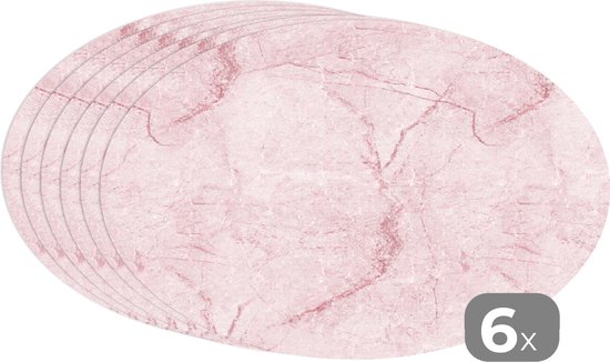 Napperons de table ovales - Sets de table - Sets de table ovales - Imprimé marbré - Rose - Motifs - 6 pièces