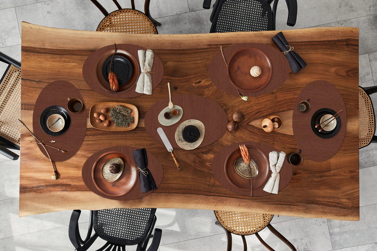 Placemats ovaal - Onderleggers - Ovale placemats - Hout - Plank - Abstract - Patronen - 8 stuks