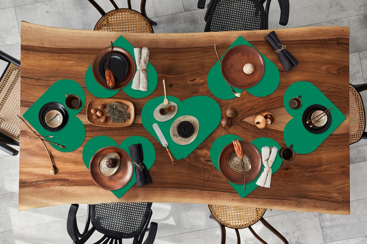 Onderleggers - Placemats - Placemats hartje - Groen - Bos - Kleuren - 10 stuks