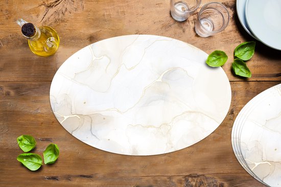 Napperons de table ovales - Sets de table - Sets de table ovales - Marbre - Zwart - Jaune - 6 pièces