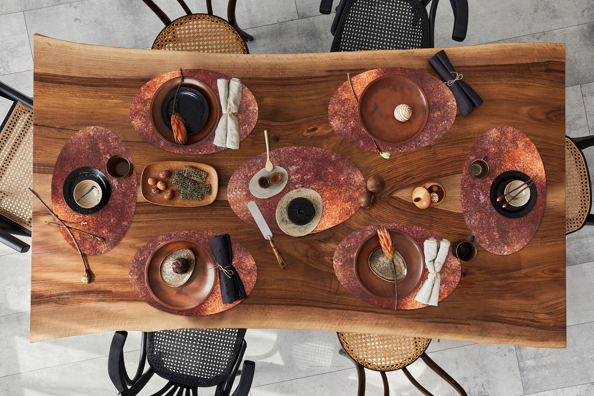 Placemats ovaal - Onderleggers - Ovale placemats - Brons - Roest print - Structuur - 10 stuks