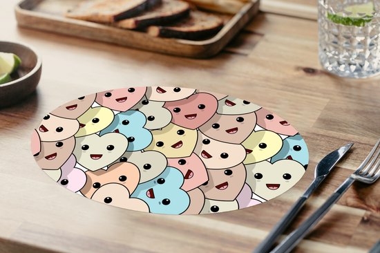 Napperons ovales - Sets de table - Sets de table ovales - Coeur - Motif - Bébé - 8 pièces