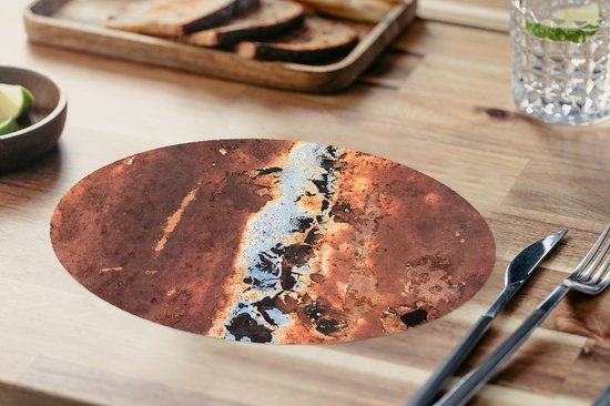 Placemats ovaal - Onderleggers - Ovale placemats - Roestrood - Roest print - Metaal - 8 stuks