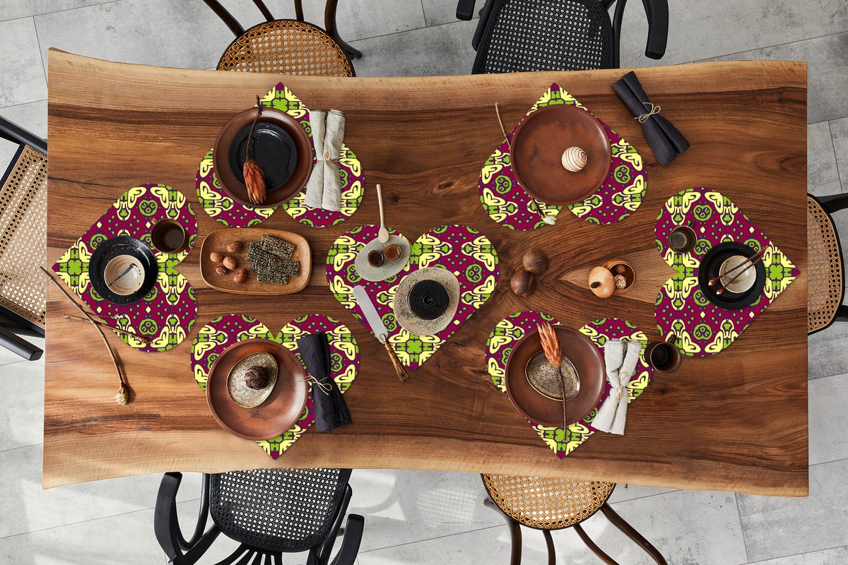 Onderleggers - Placemats - Placemats hartje - Patroon - Versiering - Groen - 8 stuks