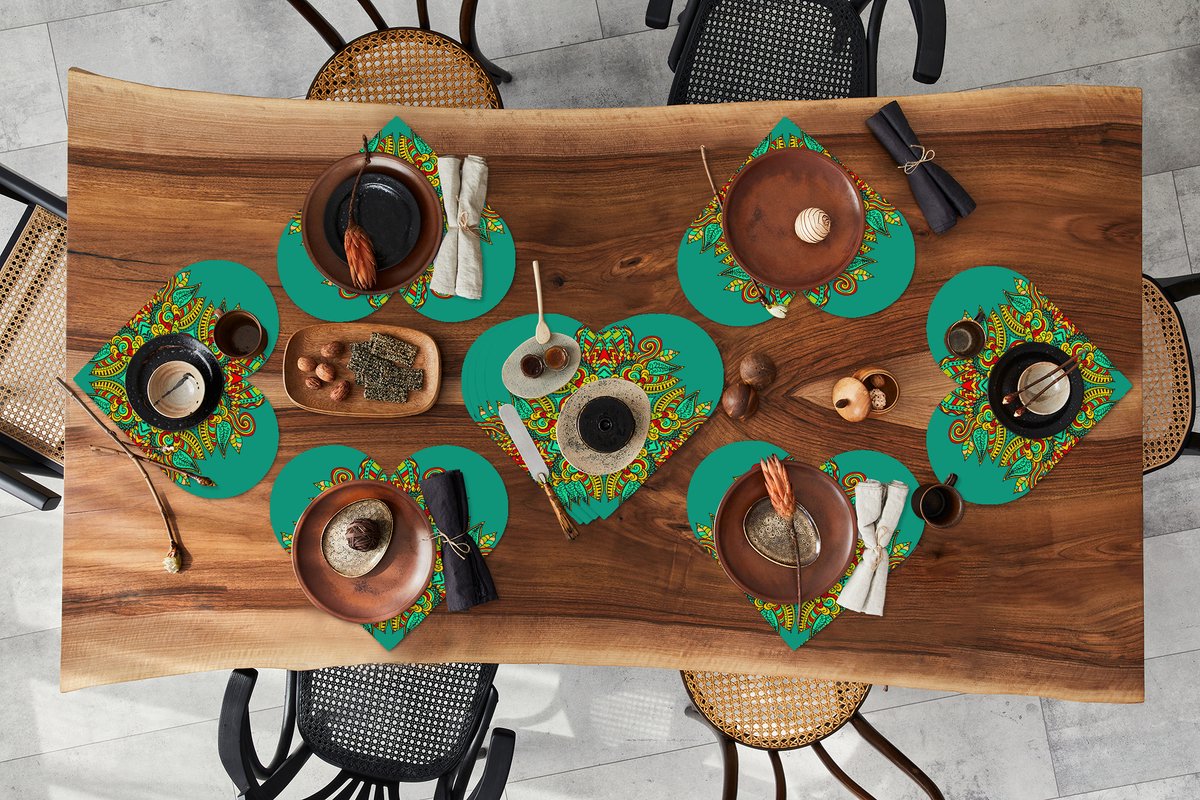 Onderleggers - Placemats - Placemats hartje - Patronen - Krullen - Folklore - 10 stuks