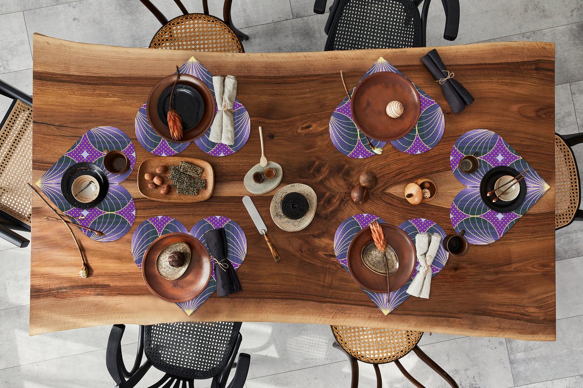 Onderleggers - Placemats - Placemats hartje - Patronen - Cirkel - Paars - Jaren 20 - 6 stuks