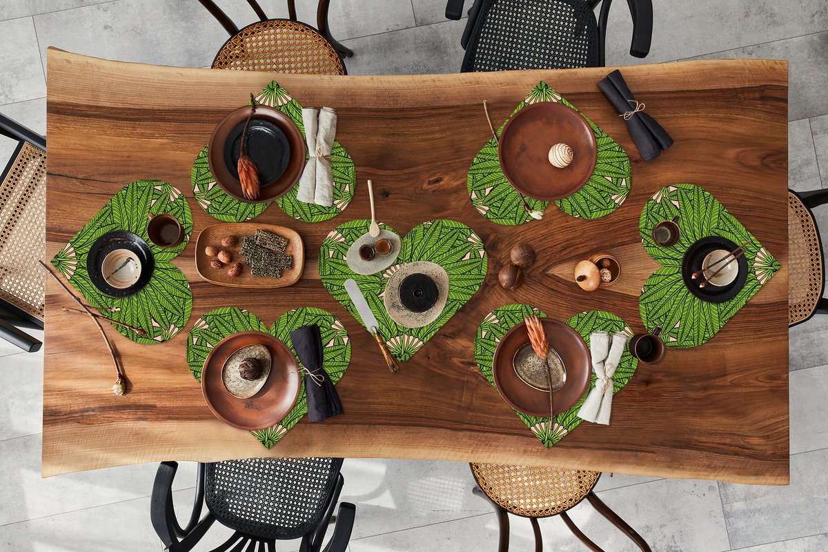 Onderleggers - Placemats - Placemats hartje - Palmblad - Patronen - Jungle - Tropisch - 8 stuks