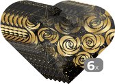Dessous de verre - Napperons de table - Napperons de table coeur - Imprimé marbré - Goud - Rose - Motifs - 6 pièces