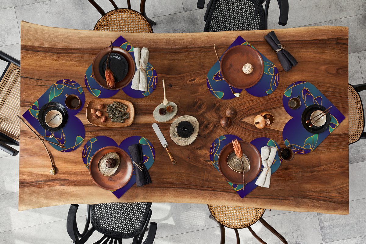 Onderleggers - Placemats - Placemats hartje - Patronen - Vis - Koi - 6 stuks