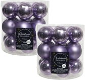 36x morceaux de petites boules de Noël chiné violet lilas en verre 4 cm - mat/brillant - Décorations pour sapins de Noël