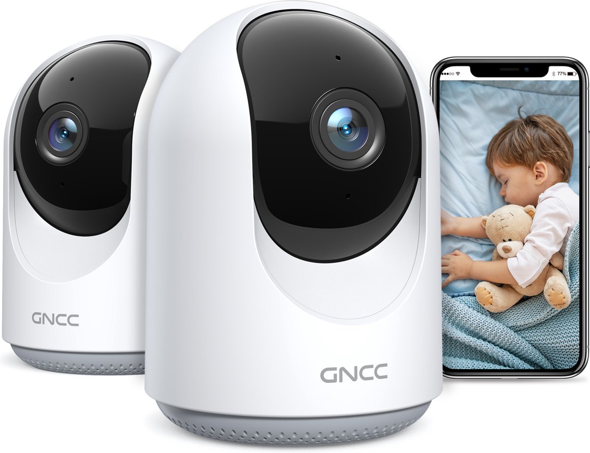 Caméra De Surveillance WiFi Intérieure 2K 3MP - Vision Nocturne, Détection Mouvement, Audio Bidirectionnel, Compatible Alexa