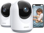 GNCC P1 Wifi Babyfoon met Camera - Met App - 1080P - Bidirectionele Audio - Super IR Nachtzicht - Bewegingsdetectie - Sirene - 2 Stuks - Wit