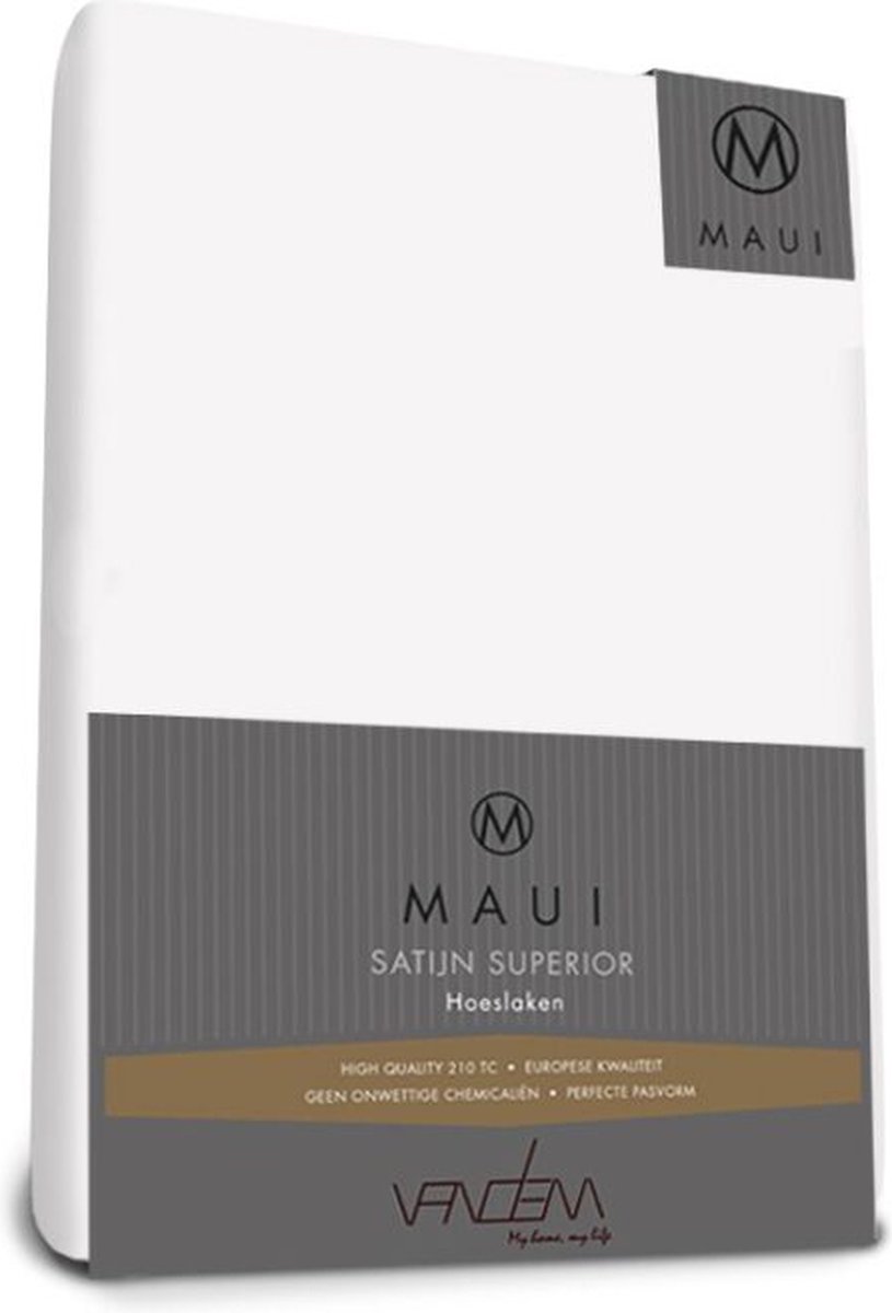 Maui - Van Dem - satijn hoeslaken de luxe 80 x 200 cm wit