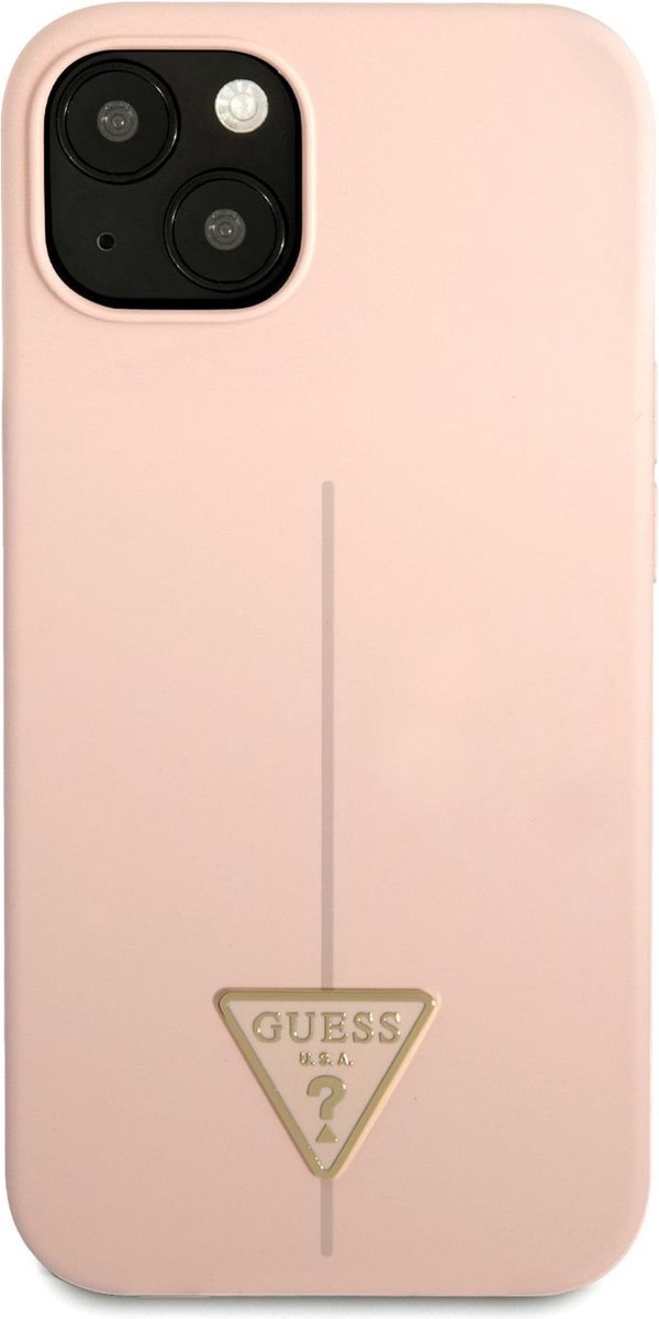 Guess Silicone Triangle Line Back Case - Apple iPhone 13 Mini (5.4") - Roze