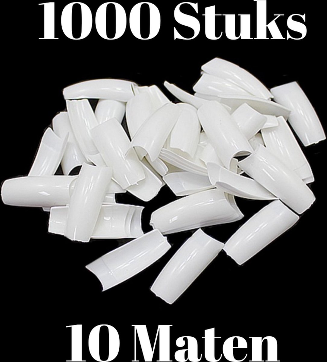 Nageltips - Wit - 1000 stuks - Voor Gelnagels en Acryl - 10 formaten - Inclusief opbergdoos