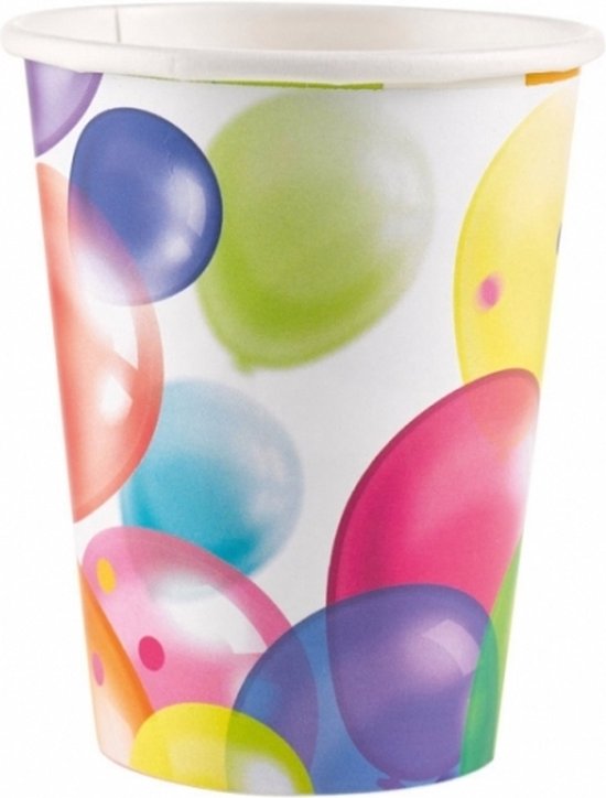 Feest wegwerp bekertjes - 40x stuks - 250 ml - karton - ballonnen opdruk