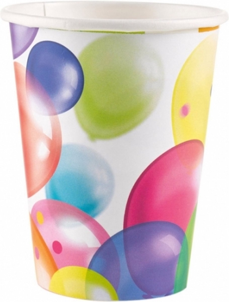 Feest wegwerp bekertjes - 40x stuks - 250 ml - karton - ballonnen opdruk